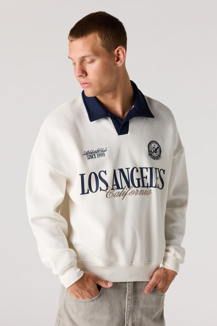 Graphic Long Sleeve Fleece Polo