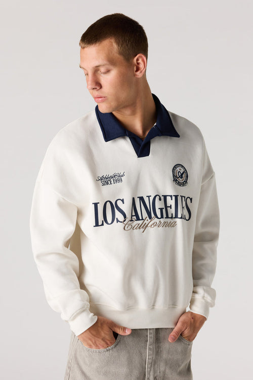 Graphic Long Sleeve Fleece Polo