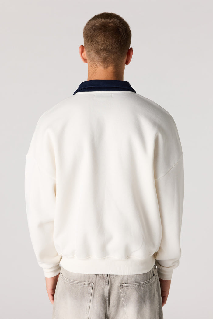 Graphic Long Sleeve Fleece Polo