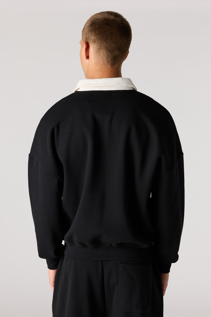 Graphic Long Sleeve Fleece Polo