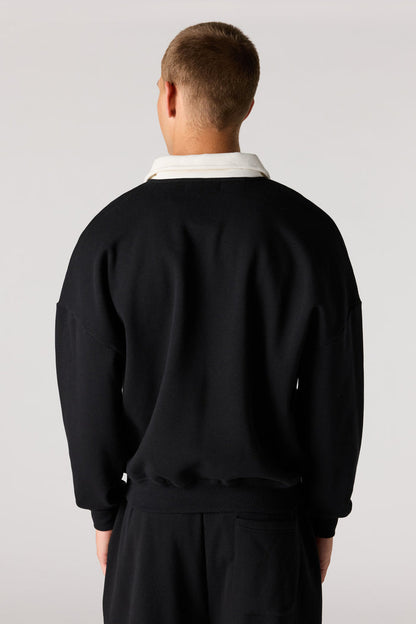 Graphic Long Sleeve Fleece Polo