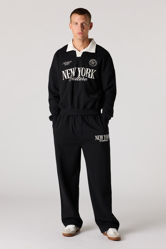 Graphic Long Sleeve Fleece Polo