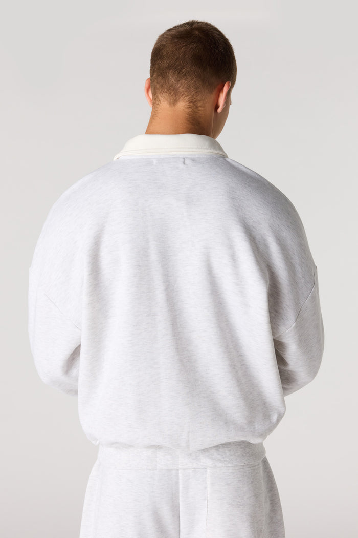 Graphic Long Sleeve Fleece Polo