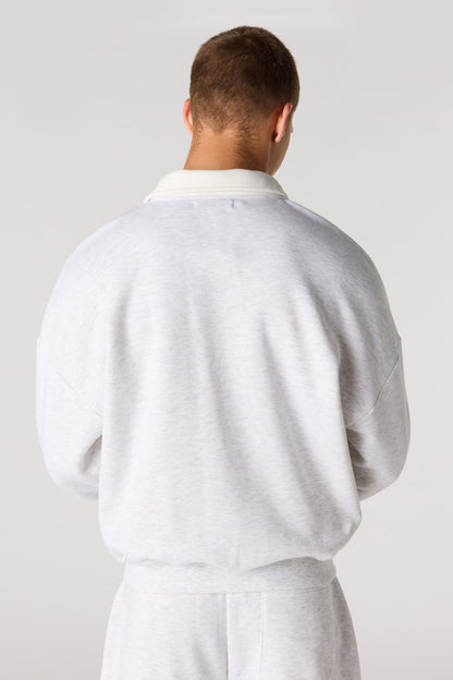 Graphic Long Sleeve Fleece Polo
