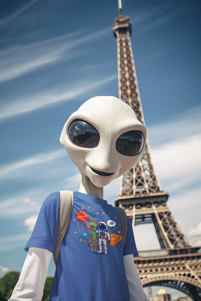 Greetings from Outerspace: Friendly Alien & Astronaut Youth Tee