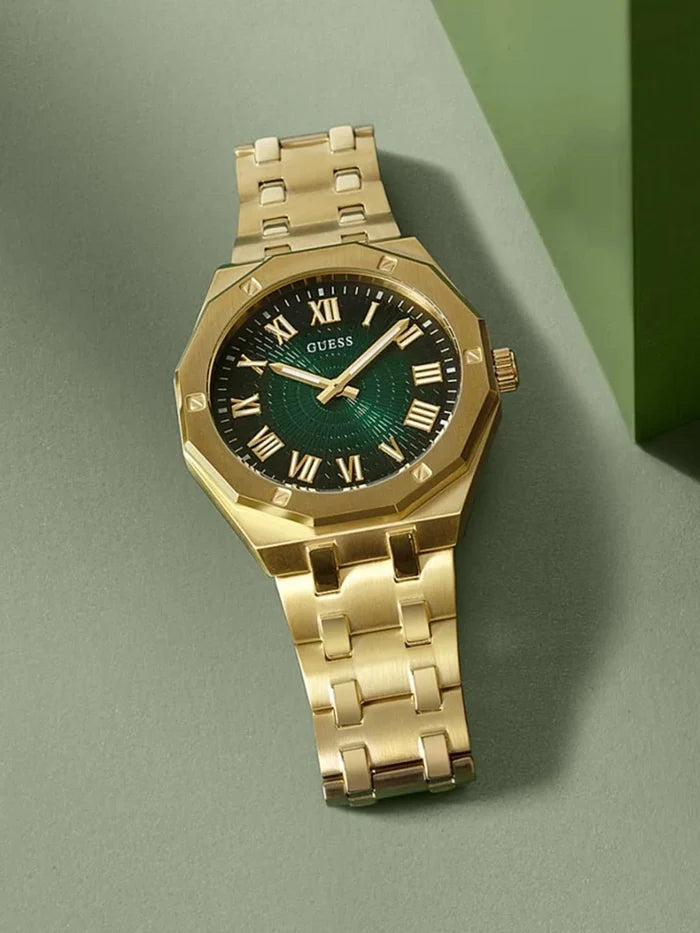 Guess Textured Dial & Stainless Steel Bracelet Style Strap Analogue Watch - GW0575G2