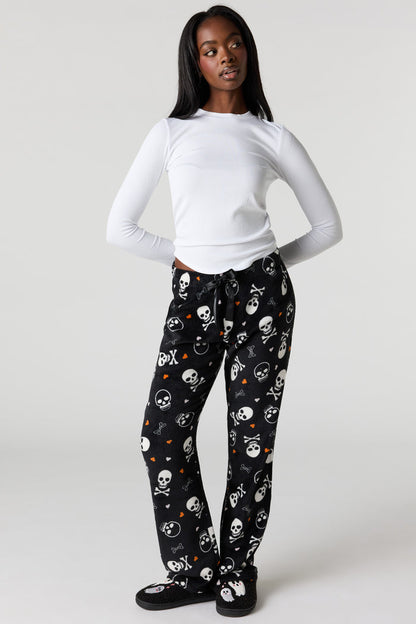 Halloween Print Plush Pajama Pant