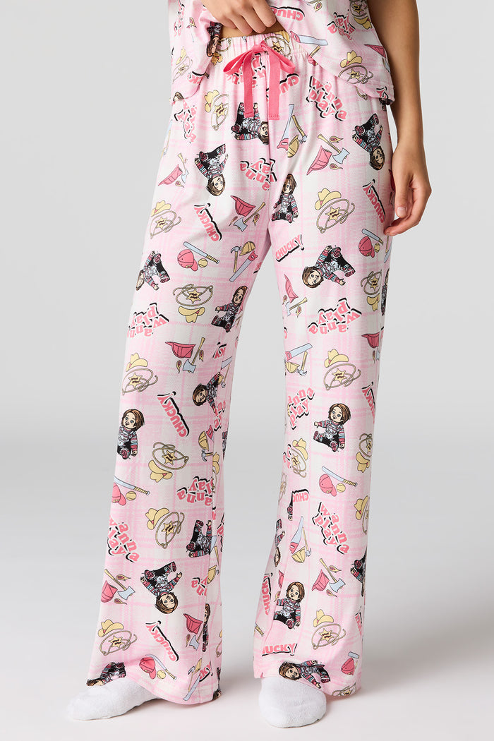 Halloween Printed Button-Up Top & Pajama Pant Set