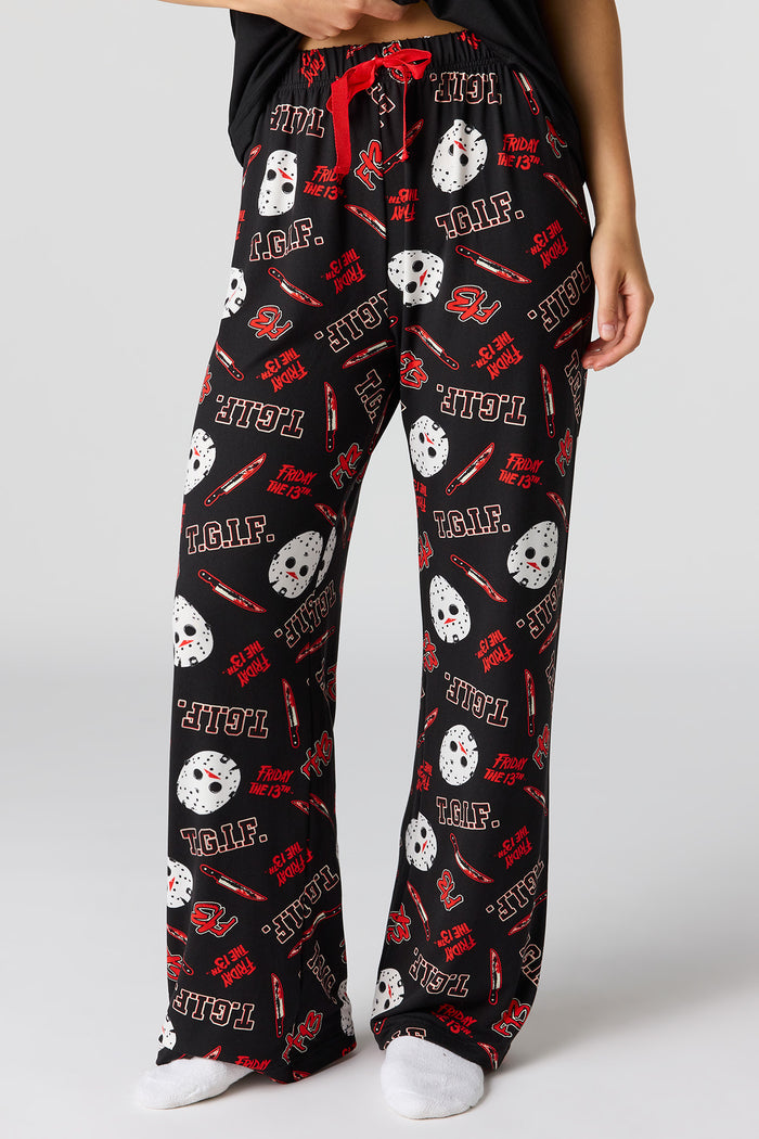 Halloween Printed Button-Up Top & Pajama Pant Set