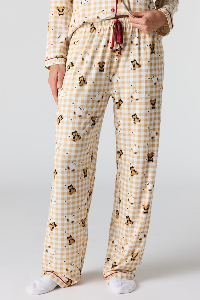 Halloween Printed Button-Up Top & Pant Pajama Set