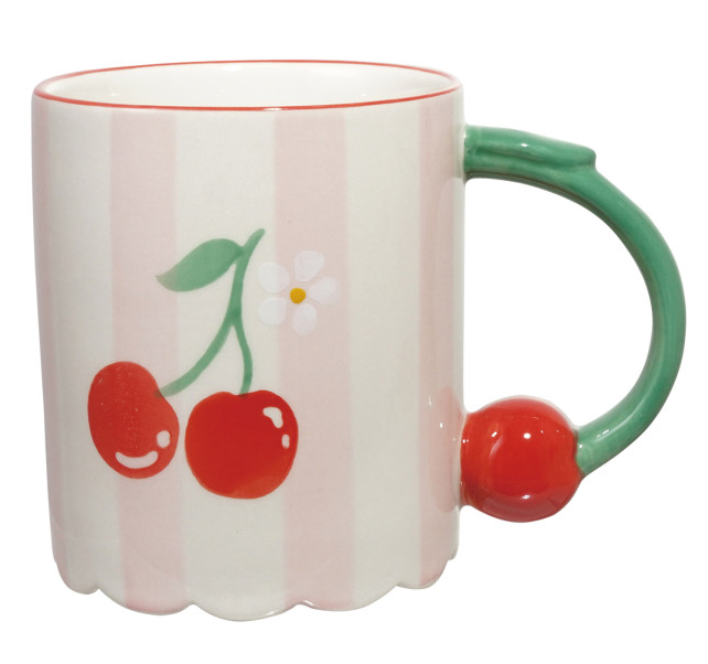 Hand-Painted Cherry Handle Mug