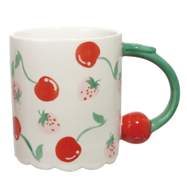 Hand-Painted Cherry Handle Mug