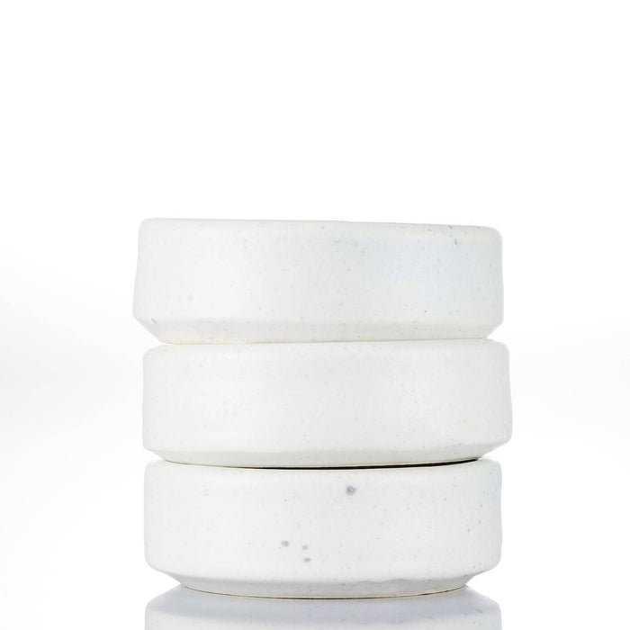 Handmade ceramic shave bowl by The Immaculate Beard, featuring a smooth, rounded design for traditional shaving routines.