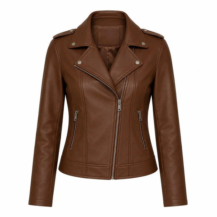 Handmade Women's Genuine Lambskin Leather Jacket – Soft Biker Moto Style