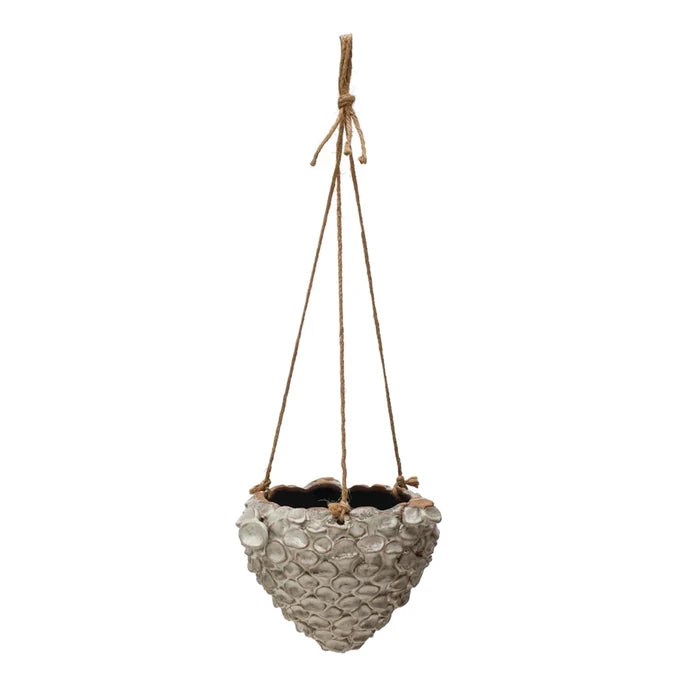 Hanging Stoneware Planter w/ Rope Hanger