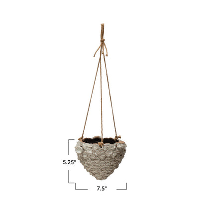 Hanging Stoneware Planter w/ Rope Hanger