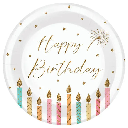 Happy Birthday w/ Candles Plates