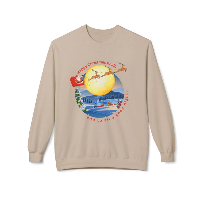 🎅 Happy Christmas to All! 🌕 Unisex Fleece Sweatshirt ✨ Wishing you a magical Christmas Eve! - Whippie's