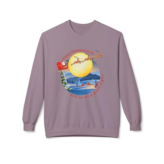 🎅 Happy Christmas to All! 🌕 Unisex Fleece Sweatshirt ✨ Wishing you a magical Christmas Eve! - Whippie's