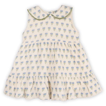 Harper Peter Pan Collar Floral Baby Flare Dress + Bloomer (Linen Blend)
