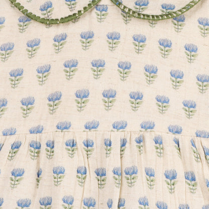 Harper Peter Pan Collar Floral Baby Flare Dress + Bloomer (Linen Blend)