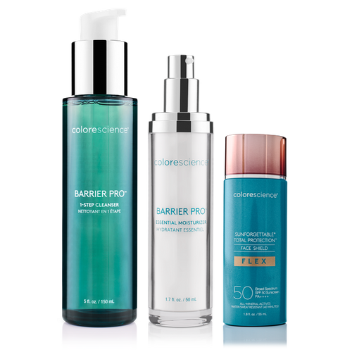 Barrier Pro™ Essential Moisturizer, Barrier Pro™ 1-Step Cleanser, Face Shield Flex SPF 50 || all