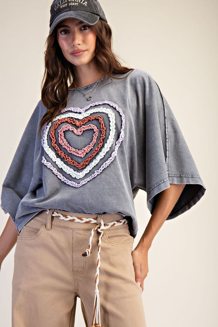 Heart Washed Terry Top-Easel