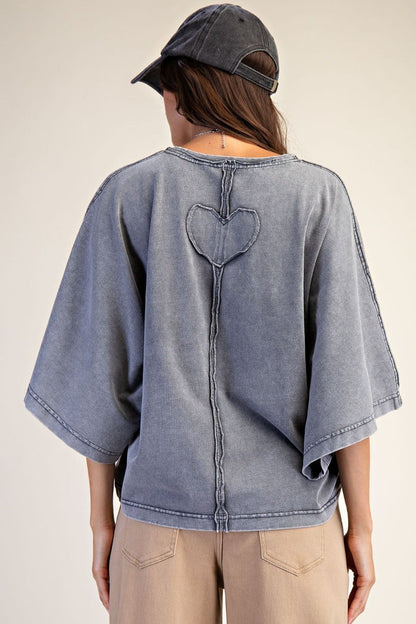 Heart Washed Terry Top-Easel