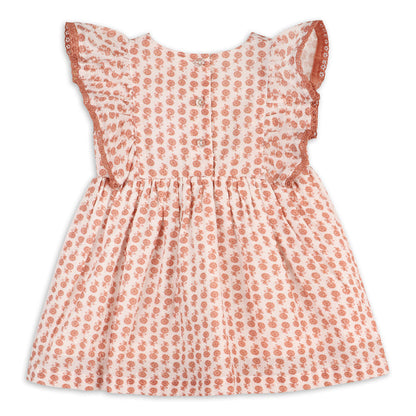 Heather Dobby Cotton Floral Baby Dress + Bloomer (Organic Cotton)