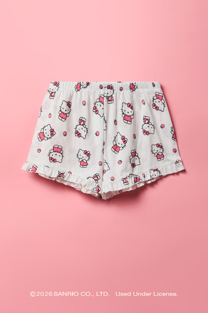 Hello Kitty® Girls Button-Up Top & Short Pajama Set