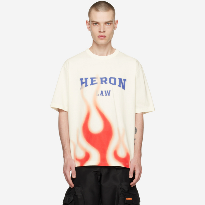 HERON PRESTON LAW FLAMES WHITE T-SHIRT