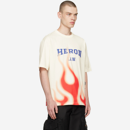 HERON PRESTON LAW FLAMES WHITE T-SHIRT