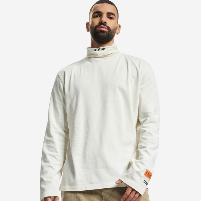 HERON PRESTON LONG SLEEVE ROLL NECK CTNMB White TEE