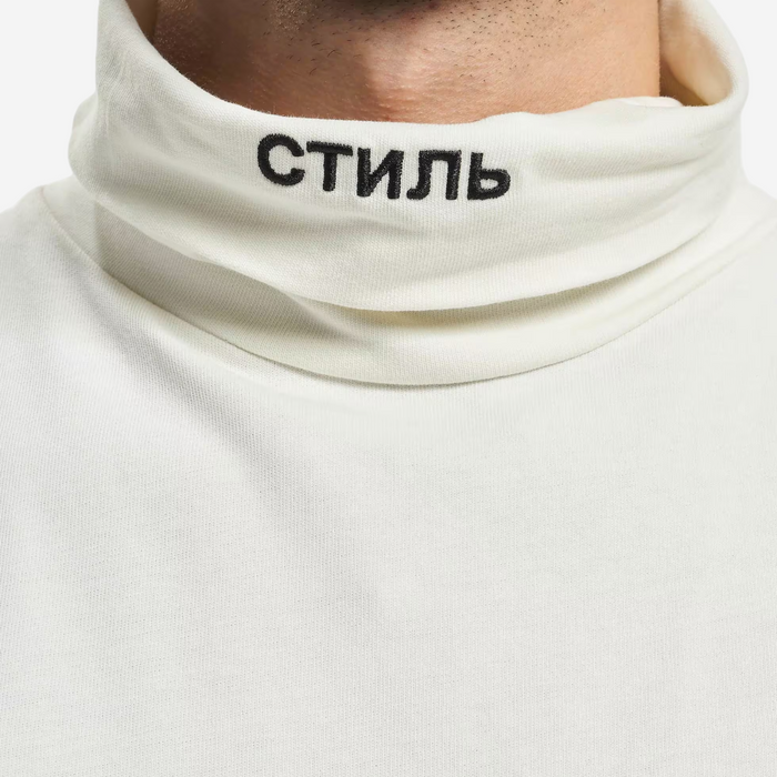 HERON PRESTON LONG SLEEVE ROLL NECK CTNMB White TEE