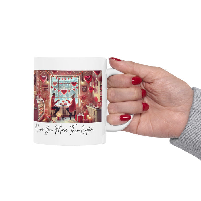 I ❤️ You More Than Coffee ☕💖 Ceramic Mug (11oz, 15oz) ✨ The perfect gift for your coffee-loving Valentine!