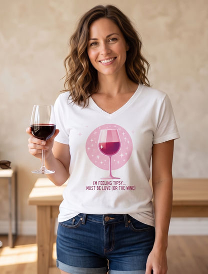 I'm Feeling Tipsy... Must Be Love (or the Wine) Wine Shirt | Women's V-neck Tee
