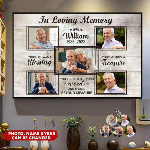 In Loving Memory You Life Was A Blessing - Personalized Canvas