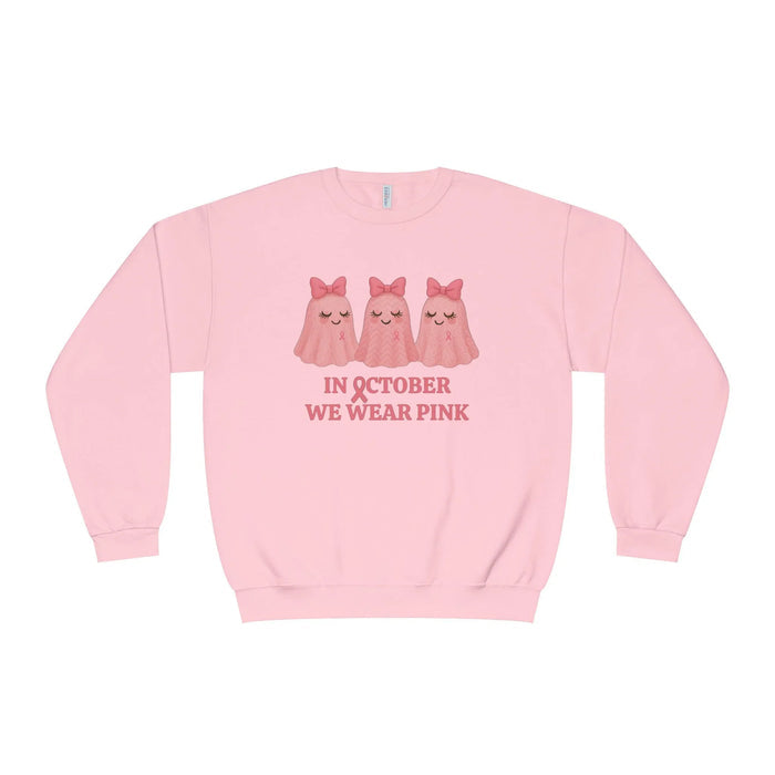 In October We Wear Pink: Cute Ghost Unisex Crewneck Sweatshirt - Whippie's