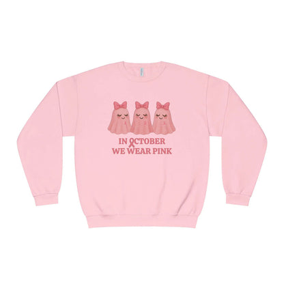 In October We Wear Pink: Cute Ghost Unisex Crewneck Sweatshirt - Whippie's