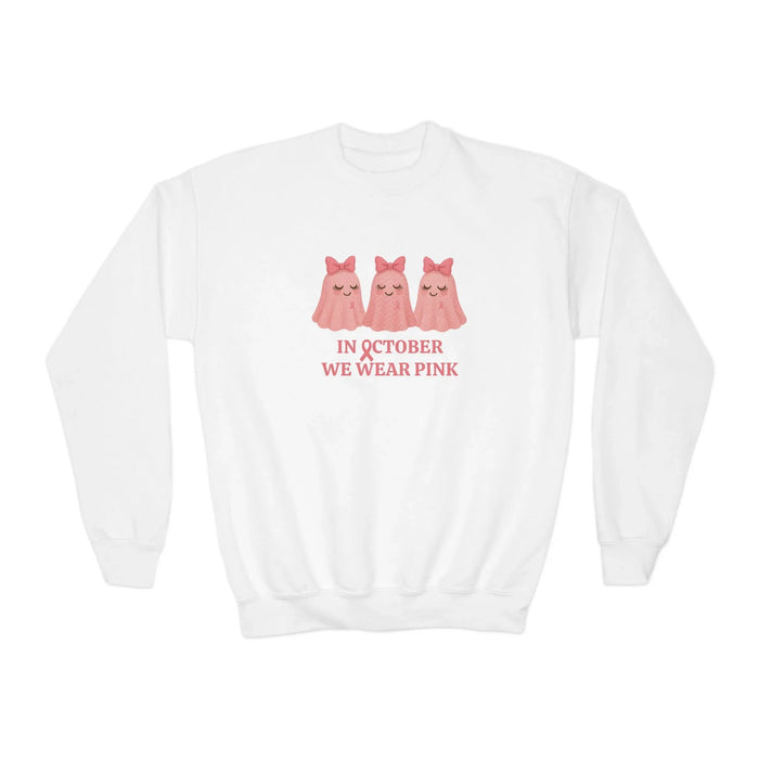 In October We Wear Pink: Cute Ghost Youth Crewneck - Whippie's