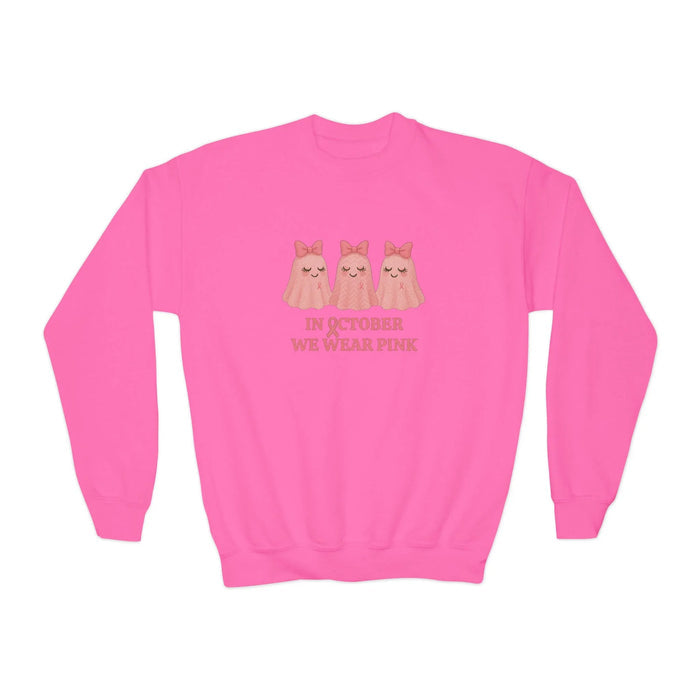 In October We Wear Pink: Cute Ghost Youth Crewneck - Whippie's