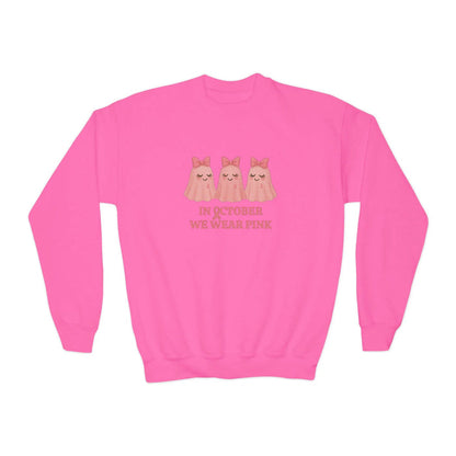 In October We Wear Pink: Cute Ghost Youth Crewneck - Whippie's