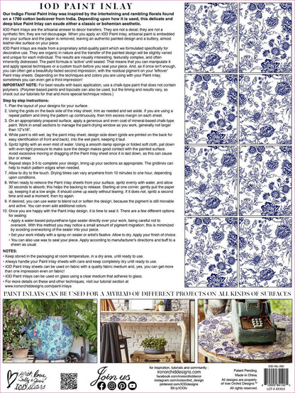 Indigo Floral IOD PAINT INLAY 12×16 PAD™