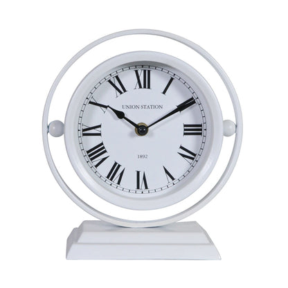 Iron Sphere Mantel Clock White
