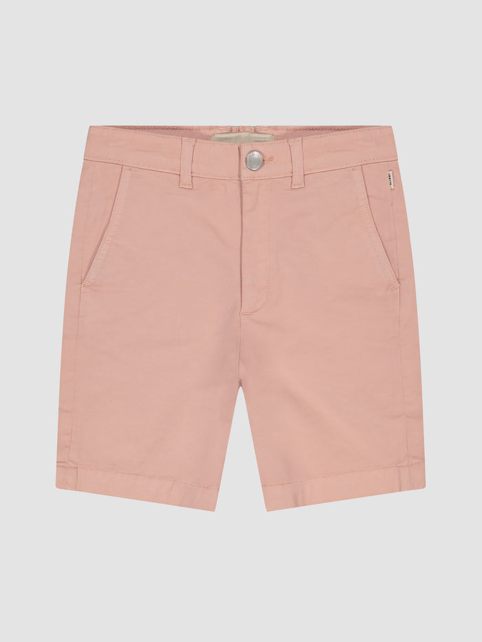 DL1961 boys' Jacob Short in dusty pink 'Rose Smoke', flat front view.