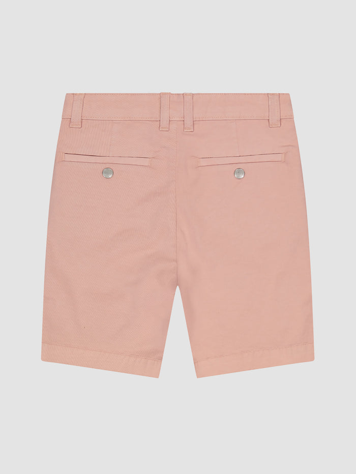 DL1961 boys' Jacob Short in dusty pink 'Rose Smoke', flat back view with welt pockets.