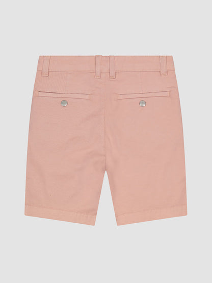 DL1961 boys' Jacob Short in dusty pink 'Rose Smoke', flat back view with welt pockets.