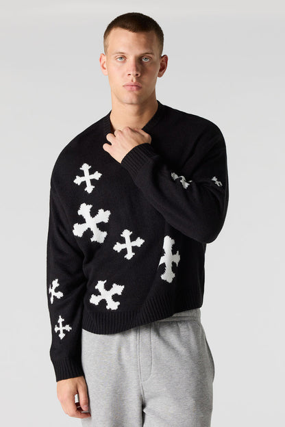 Jacquard Knit Boxy Sweater