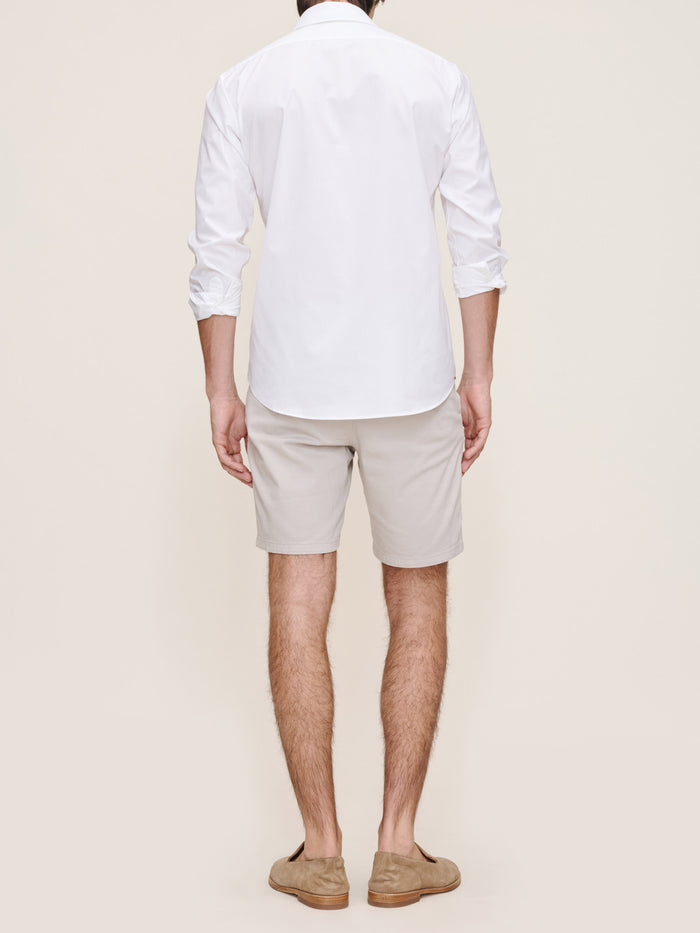 DL1961 men's Jake chino shorts in light grey 'Light Grey', back view on model.
