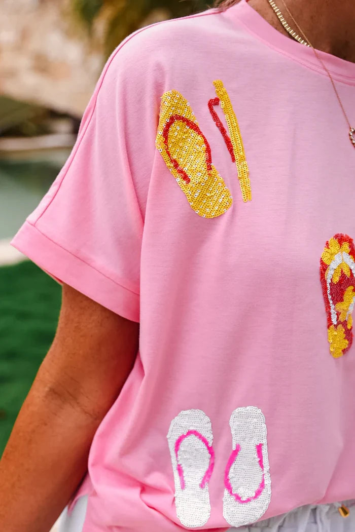 Jess Lea Flip Flop Sequin Patch Top